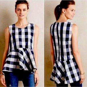 Anthropologie HD in Paris Navy
Gingham Peplum Top, Size 08